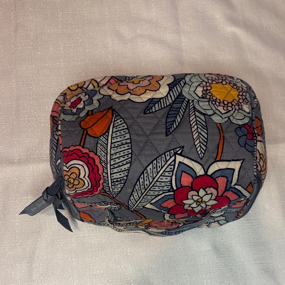 Vera Bradley Tropical Evening Gray Floral Cosmetic Case - Picture 2 of 3
